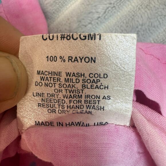 Vintage Jams Word Sweet Pink Hawaiian Button down Floral Patter Shirt Adult Sm - Picture 6 of 9